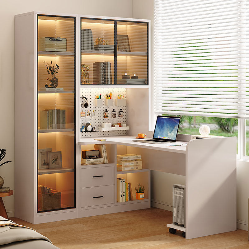 实木转角书桌书架一体书柜学生学习桌家用办公桌子卧室台式电脑桌,住宅家具,电脑桌,淘宝优惠券,粉丝福利购,淘宝优惠卷