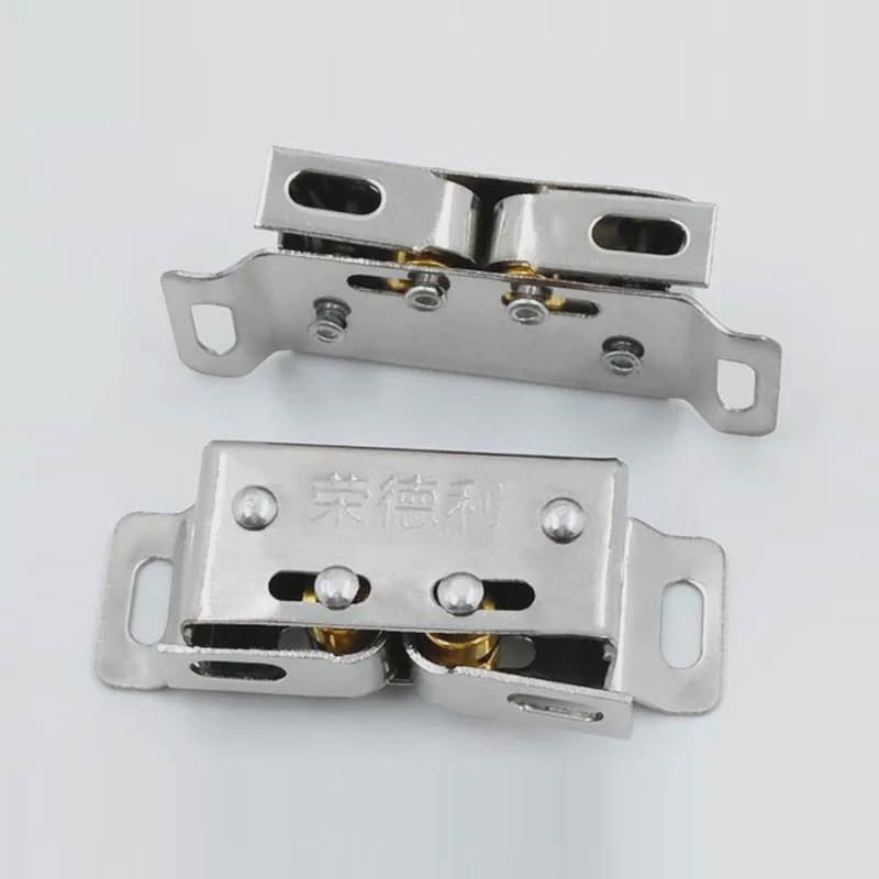 新款5只装 不锈钢衣柜门碰珠橱柜门卡扣衣橱卡式开关夹锁磁碰弹簧