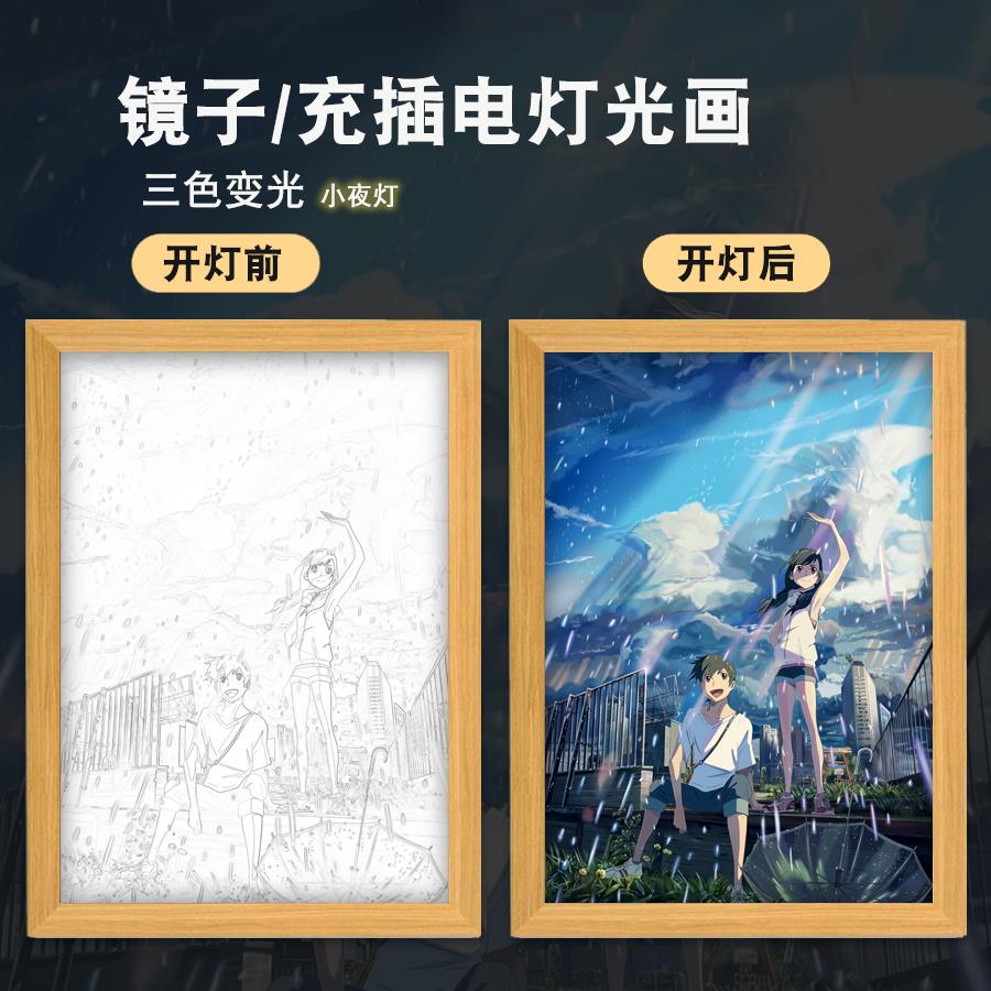你的名字铃芽之旅天气之子周边灯光画发光画装饰画卧室氛围小夜灯
