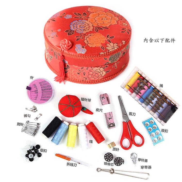 结婚针线包 陪嫁用品套装新娘嫁妆 婚庆家用红色复古便携针线盒