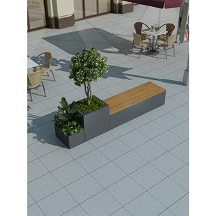 露台花箱椅塑木长条椅户外花箱定制广场椅定制镀锌钢花箱椅定制