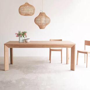 家用小户型饭桌现代简约白蜡木长桌工作台 北欧长方形实木餐桌日式