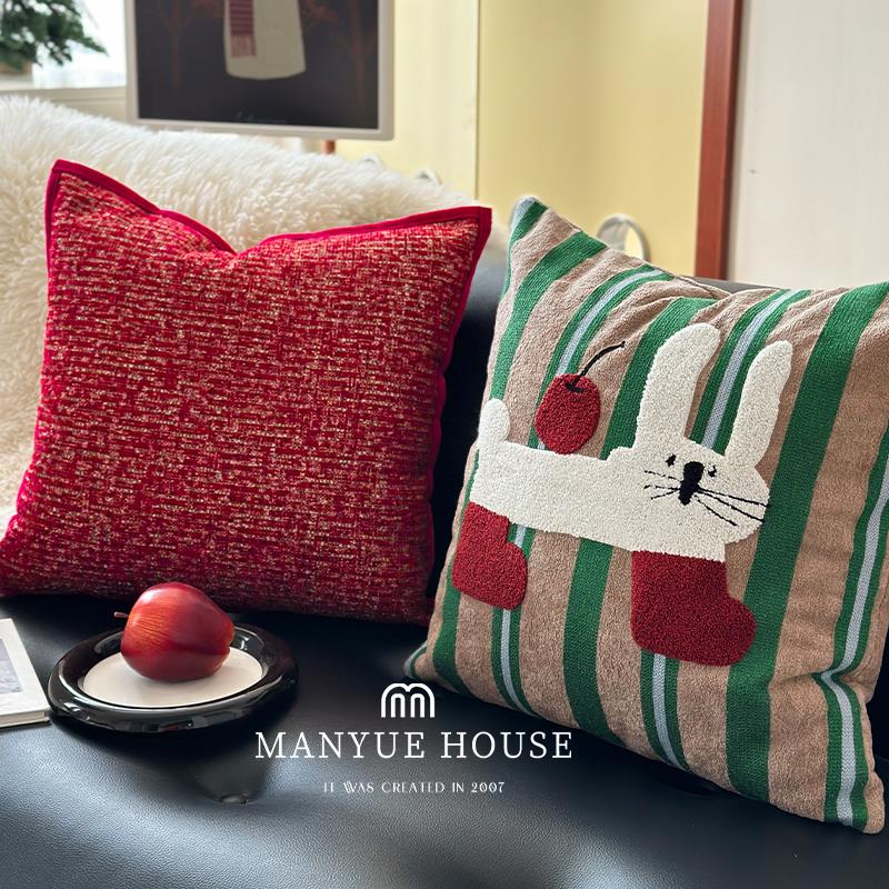 蔓越家 2025新年红色喜庆客厅沙发抱枕靠垫卧室床头靠垫腰枕靠背