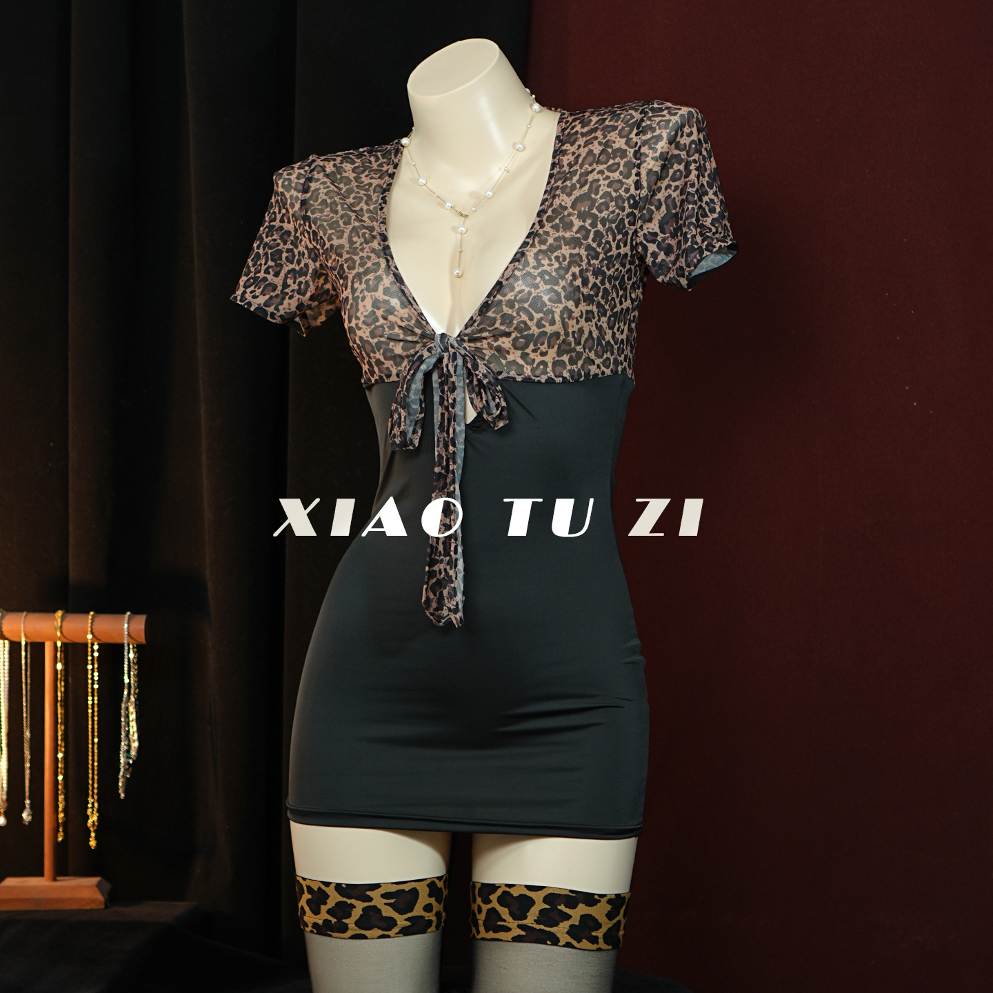 小兔子豹纹热情情调睡裙制服