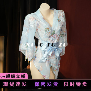 小兔子 和服雪纺睡袍和服两件套睡裙高级感 性感睡衣女薄款