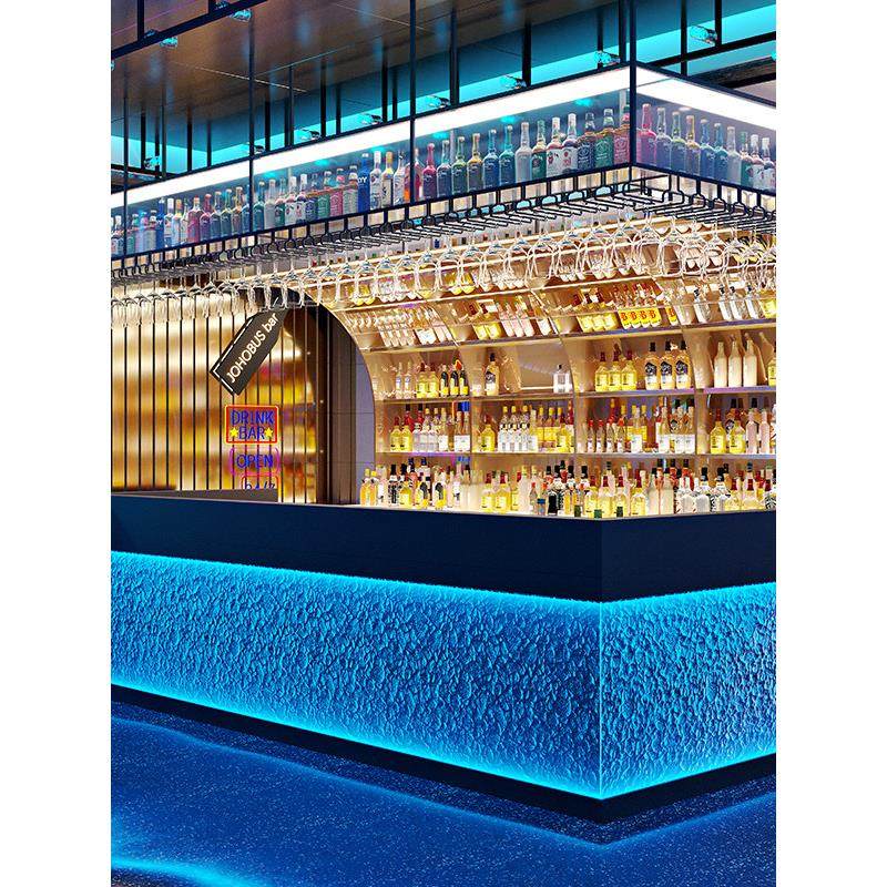 网红吧台酒柜靠墙壁挂式工业风发光酒架铁艺创意钢化玻璃收银台,商业/办公家具,红酒架/柜,淘宝优惠券,粉丝福利购,淘宝优惠卷