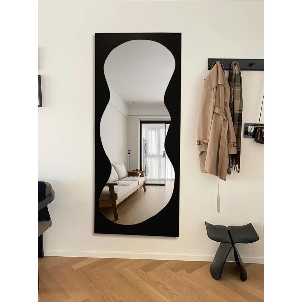 北欧入户穿衣镜服装店落地全身镜 法式ins家用壁挂衣帽间试衣镜子