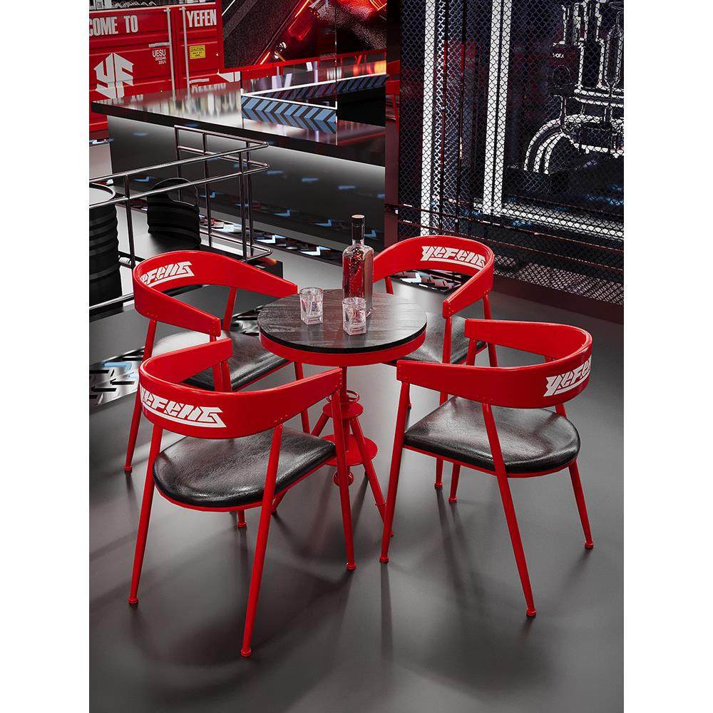 工业风桌椅组合酒吧餐台椅奶茶店咖啡厅休息区洽谈桌网红餐饮家具