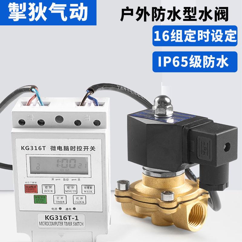 常闭智能电子定时排水器电磁阀控制220V电子阀开关水阀灌溉放水