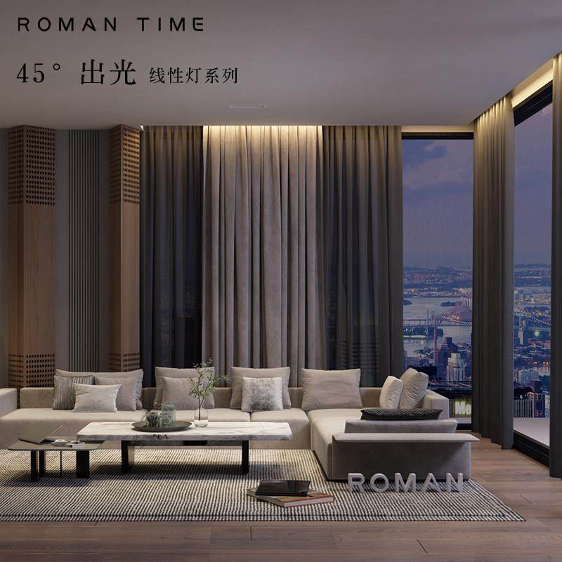 窗帘盒线性灯45度三角明装反光灯槽铝型材斜角全光谱LED护眼灯带,家装灯饰光源,室内LED灯带,淘宝优惠券,粉丝福利购,淘宝优惠卷