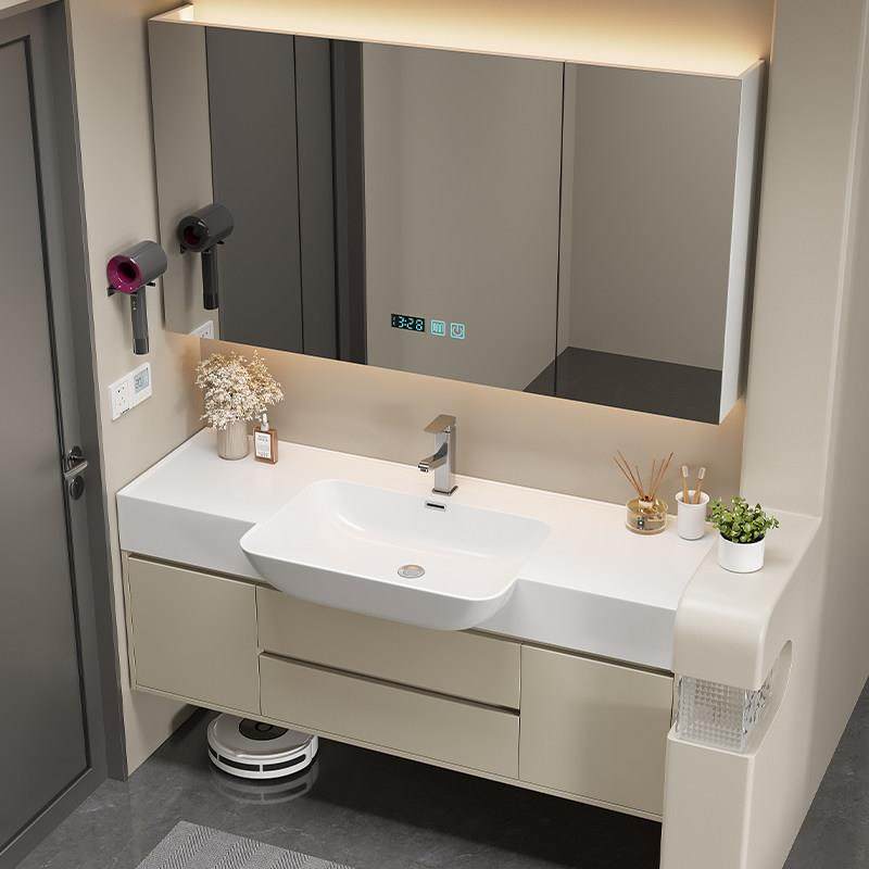 小户型绮美石一体盆浴室柜组合轻奢实木化妆室洗漱台洗手洗脸台盆,家装主材,浴室柜组合,淘宝优惠券,粉丝福利购,淘宝优惠卷