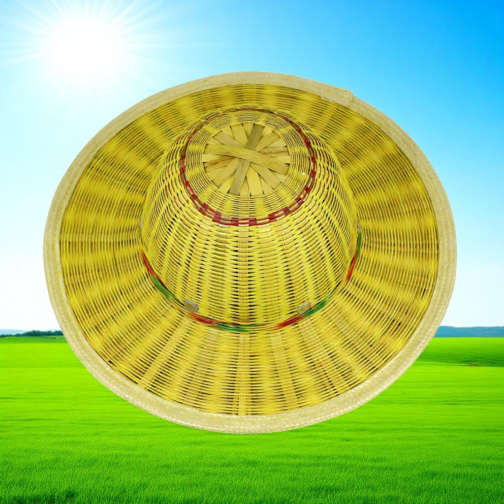 大沿 竹编安全帽 大帽檐 竹子安全帽 手工竹编 遮阳帽 拉扣款包边