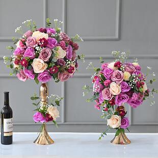 酒店婚礼美人鱼主桌花婚庆绢花酒店饭厅宴会桌面装饰餐桌花摆件