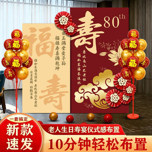 80寿宴老人生日场景装饰布置KT板