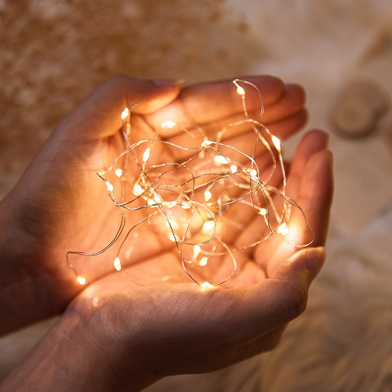 led灯串星星纽扣电池铜线小串灯礼盒花束彩灯闪灯装饰满天星氛围