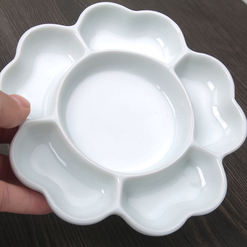 卫庄梅花陶瓷调色盘水粉丙烯颜料调色盘水彩中国画调色碟