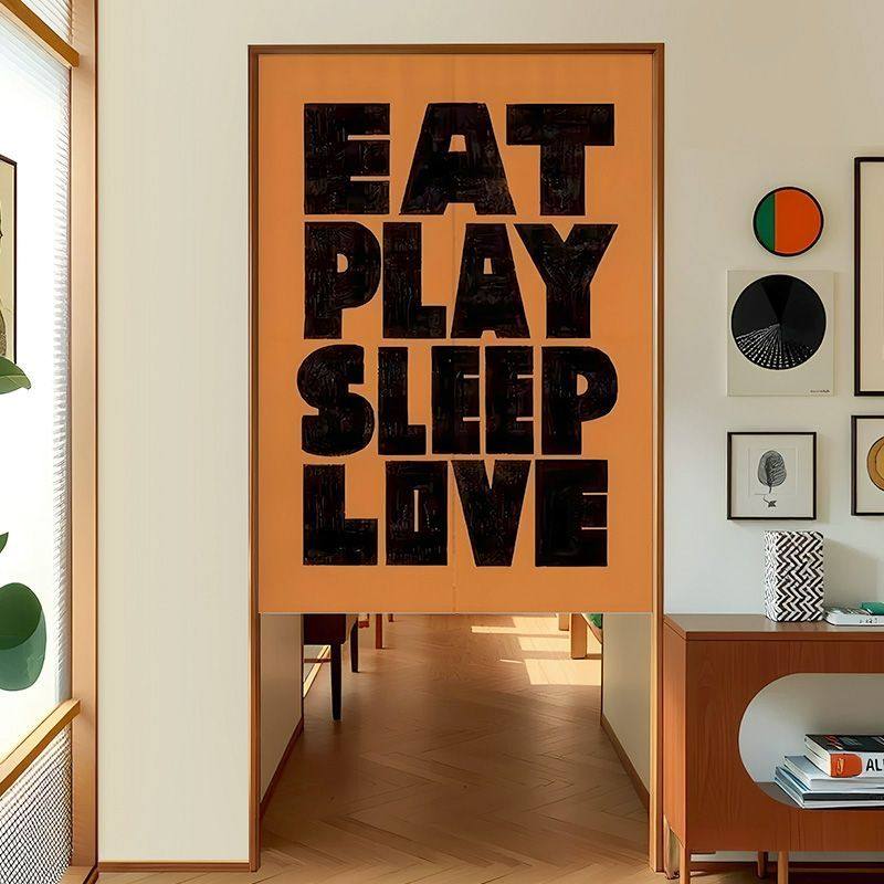 复古美式简约门帘工作室出租房遮挡隐私商户通用半截帘免打孔布帘