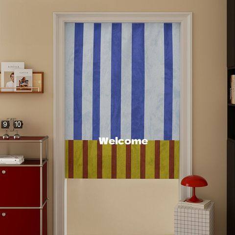 美式复古风简约高级感门帘隔断帘免打孔卧室出租房商户遮挡半截帘