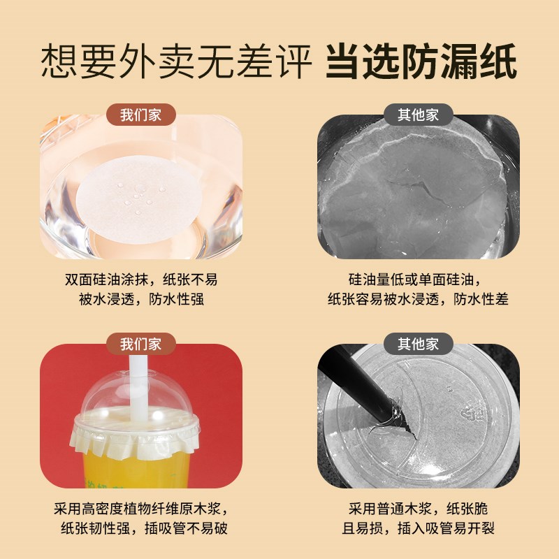 奶茶防漏纸一次性外卖咖啡防溢纸打包封口膜垫片封杯膜防漏膜