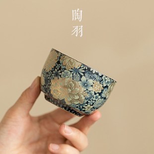 汝窑繁花茶杯茶碗开片可养陶瓷功夫茶具主人杯个人品茗杯单杯