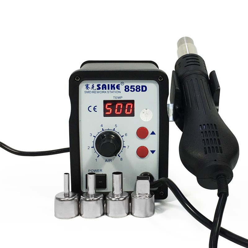 赛克858D数显热风枪可调温焊接拆焊台柔和螺旋出风口手机维修工具
