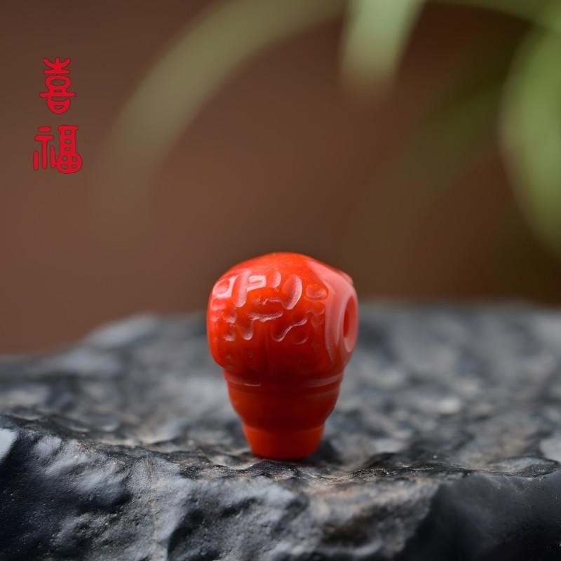 南红玛瑙博古纹三通回纹佛头星月菩提佛珠小金刚手串diy文玩配件