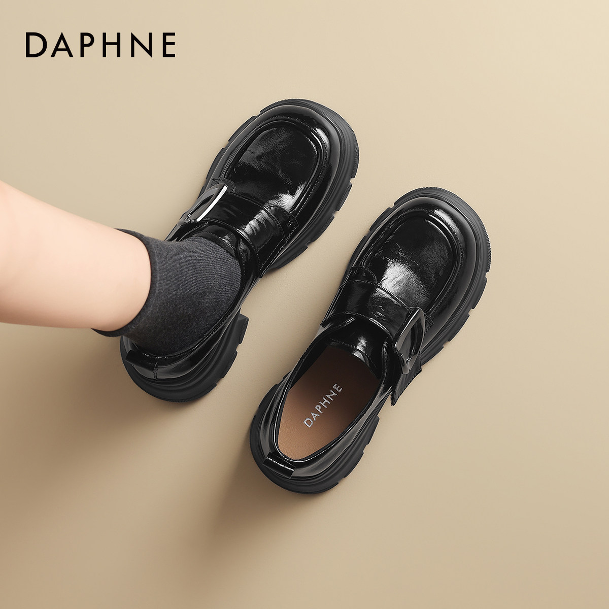 达芙妮厚底乐福鞋女2026新款春季学院风小皮鞋小个子增高女鞋单鞋,女鞋,乐福鞋（豆豆鞋）,淘宝优惠券,粉丝福利购,淘宝优惠卷