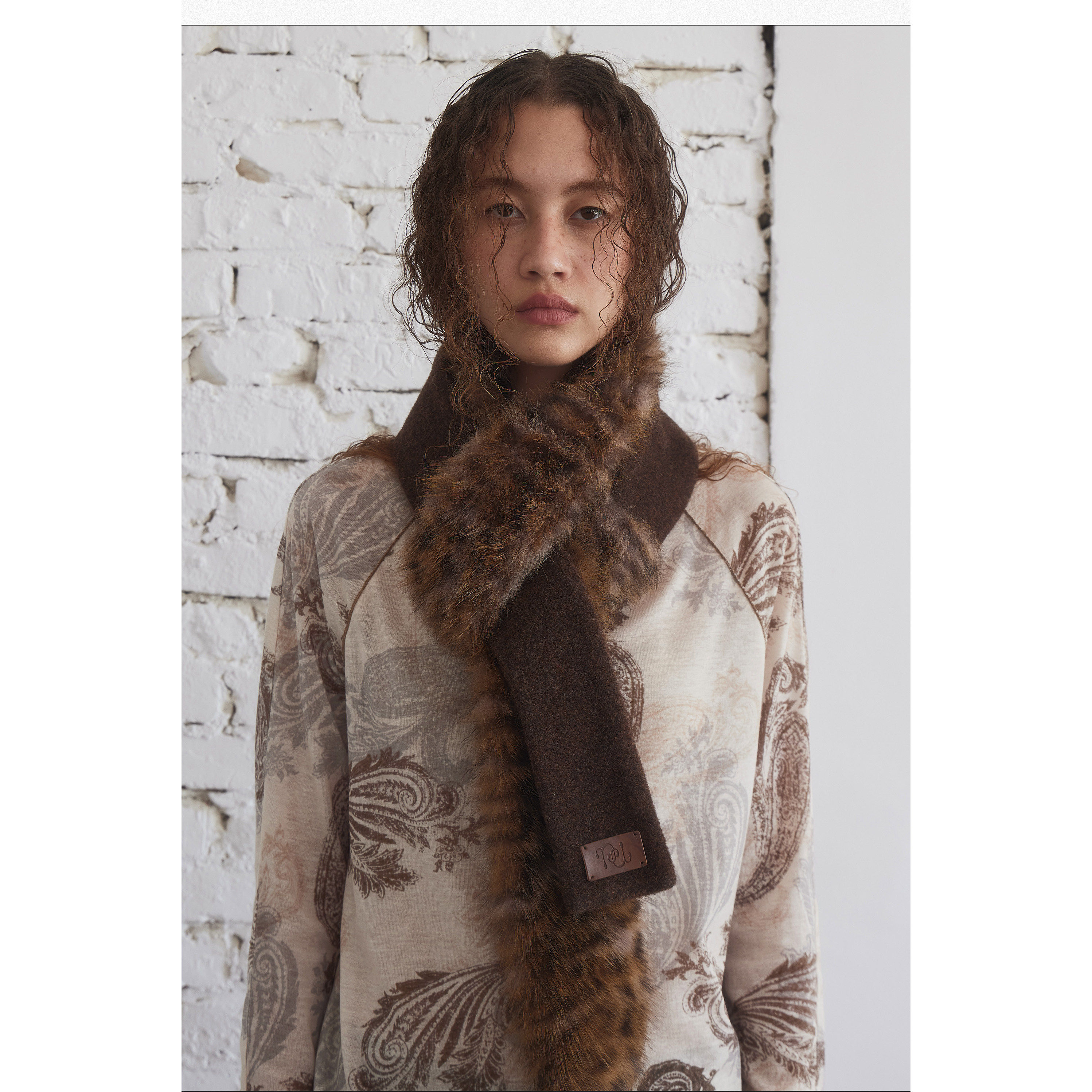 nullnone粉橘色豹纹围巾