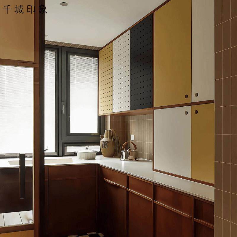 孟菲斯多巴胺整体橱柜餐柜定制岛台包豪斯柜子厨房整体定制浴室柜