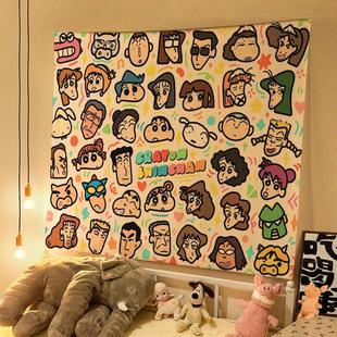 蜡笔小新周边挂布可爱卡通动漫卧室宿舍背景布儿童房床头装饰布