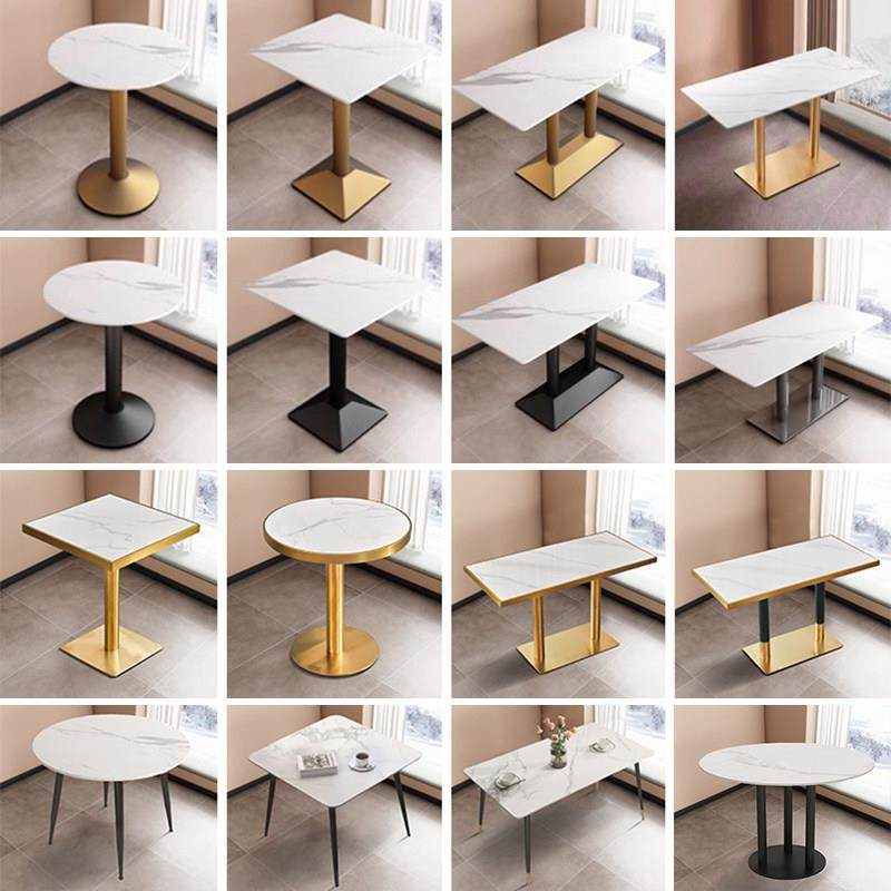 岩板餐桌商用轻奢酒店餐厅桌椅食堂奶茶咖啡快餐店方桌洽谈小圆桌