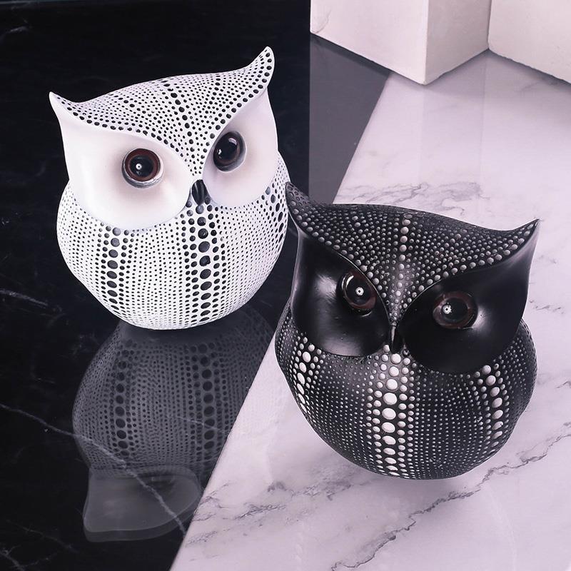 北欧波点猫头鹰摆件客厅电视酒柜家居装饰创意可爱桌面小鸟工艺品