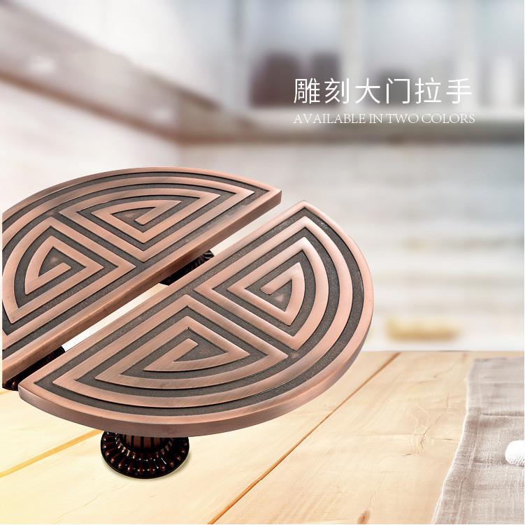 豪华雕刻双开门大门拉手 青红古铜色仿古拉手 别墅门木门中式把手