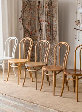 曲木北欧thonet椅法式覆古椅子做旧实木家用美式餐椅桑纳索耐特椅