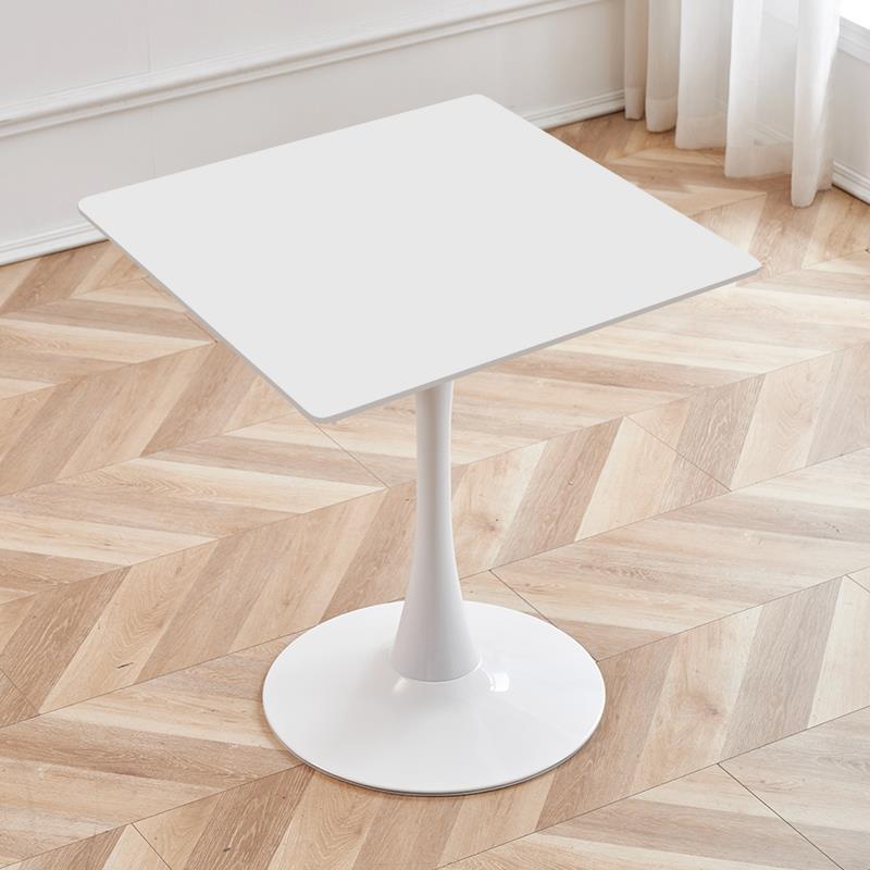 简约现代家用白色方形餐桌椅组合岩板小户型饭桌洽谈接待小方桌子