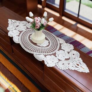 新款网纱蕾丝高端桌旗简约餐桌桌布欧式茶几盖巾防尘布桌垫电视柜