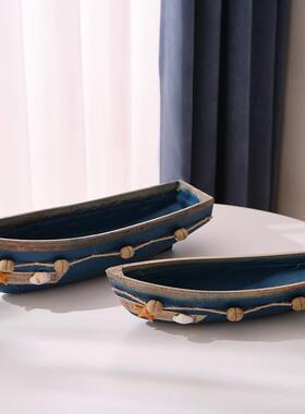 地中海轮船海洋风格装饰品摆件创意船模型工艺品海盗船摆台小木船