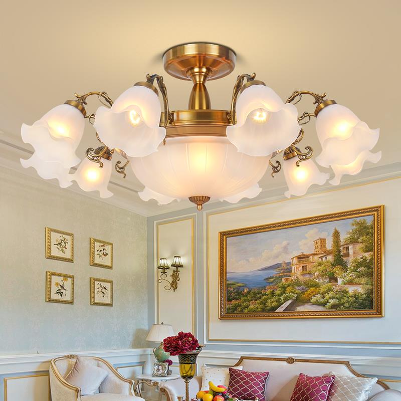客厅灯2025新款吸顶灯欧式奢华覆古铜色大气家用主灯灯座朝下吊灯