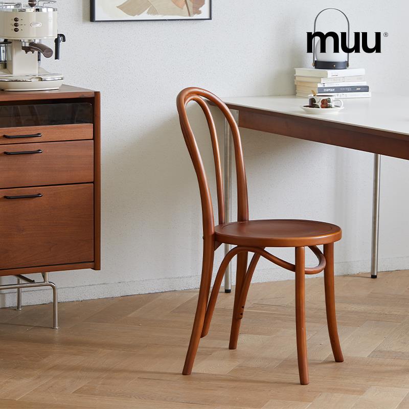 MUU北欧实木餐椅家用靠背椅复古原木18号椅现代简约日式书桌椅子