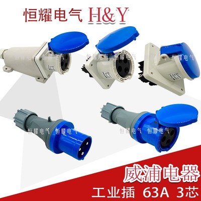 威浦工业插头插座3芯63A插头明装暗装连接器TYP641TYP2901连接器