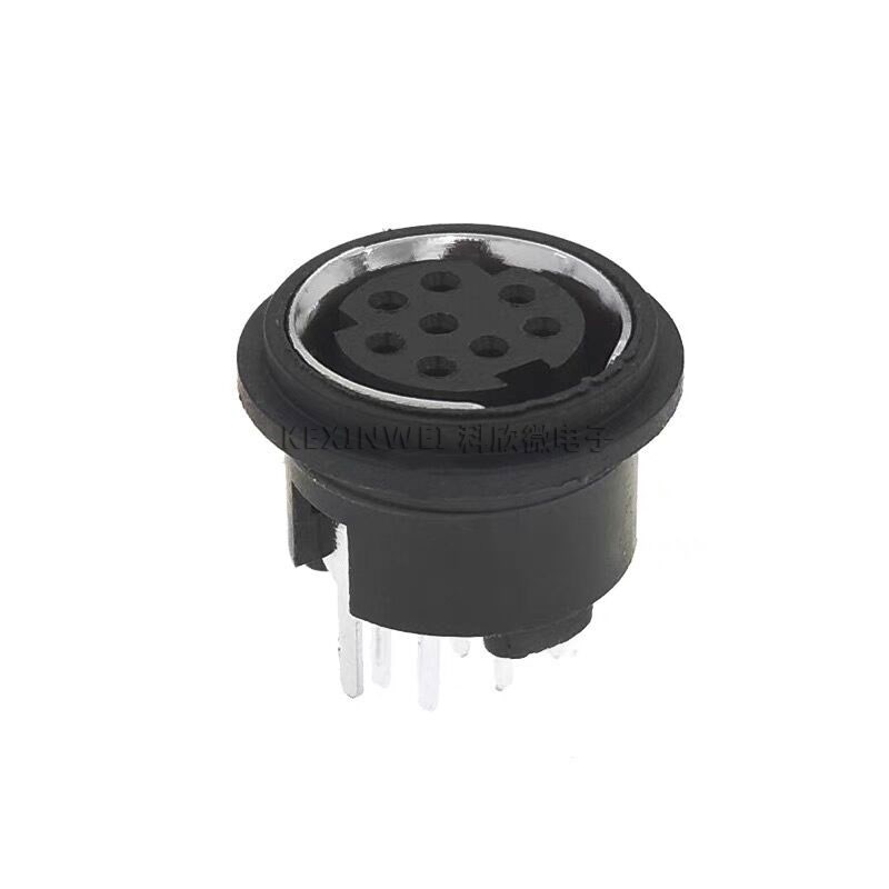 MD8 8芯母座 焊板180度小8芯母座PCB直插S端子母头圆头8针DIN-804