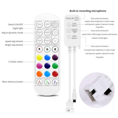 Homekit灯带智能控制器LED灯带七彩变色氛围灯12V遥控WiFiRGBCW灯