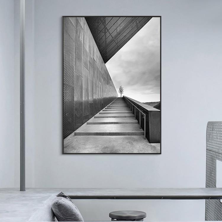 黑白灰工业风客厅装饰画延伸空间玄关挂画办公室样板间轻奢墙壁画图片
