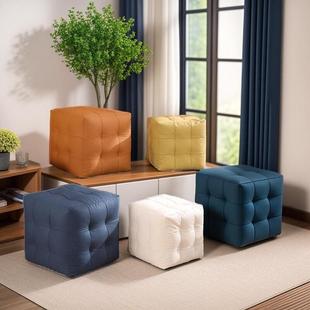 凳服装 换鞋 店沙发凳现代简约床尾凳家用矮凳四方搁脚凳可拆洗脚踏