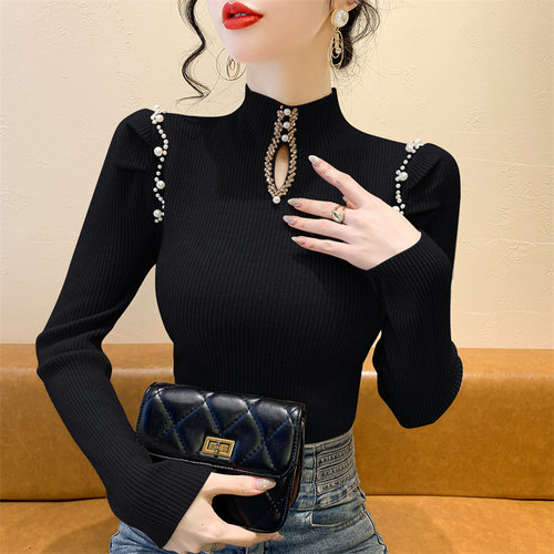 钉珠设计感洋气修身针织衫女上衣