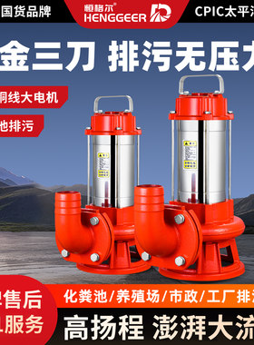 恒格尔切割式污水泵抽粪化粪池