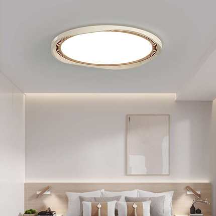 全光谱护眼现代卧室吸顶灯ins奶油风圆形中古书房北欧LED房间灯具