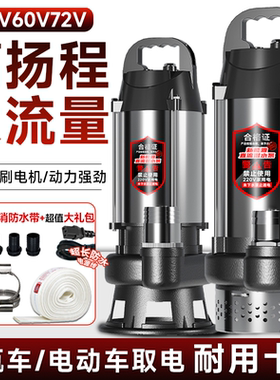 无刷直流潜水泵高扬程48V60V72V家用电动电瓶车抽水泵农用抽水机