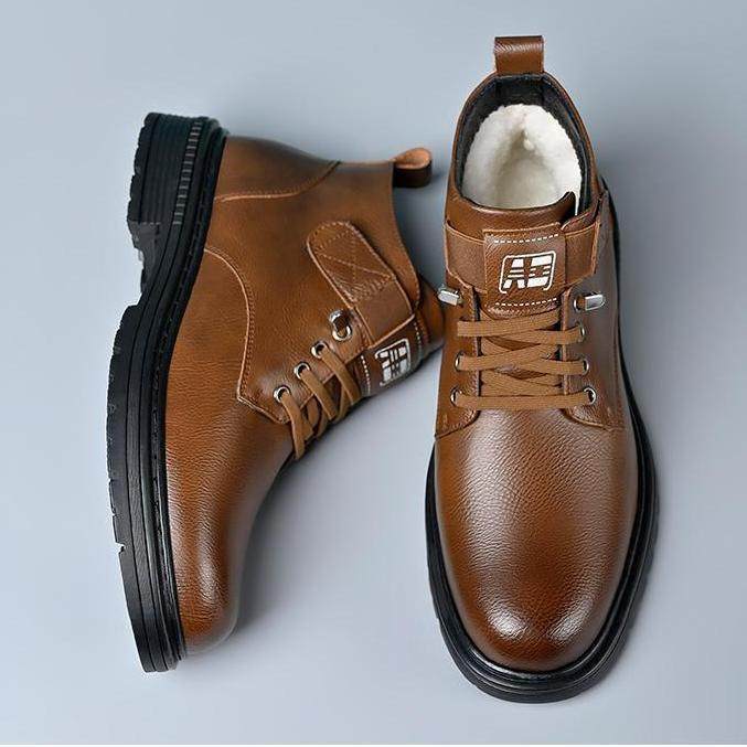 【下单立减50】L马丁靴男冬季新款加绒保暖软皮高帮棉皮靴XZ446