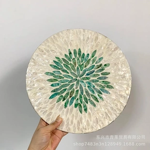 风隔热餐垫创意贝壳餐桌垫 美式 高级感轻奢圆形西餐垫家用托盘木